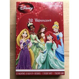 32 Valentines Day Disney Princess Cards & Teacher Card & Stickers Hallmark
